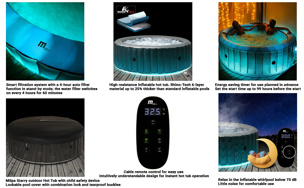 MSPA 6 Persons Starry 2021 - Portable Hot Tub With LED